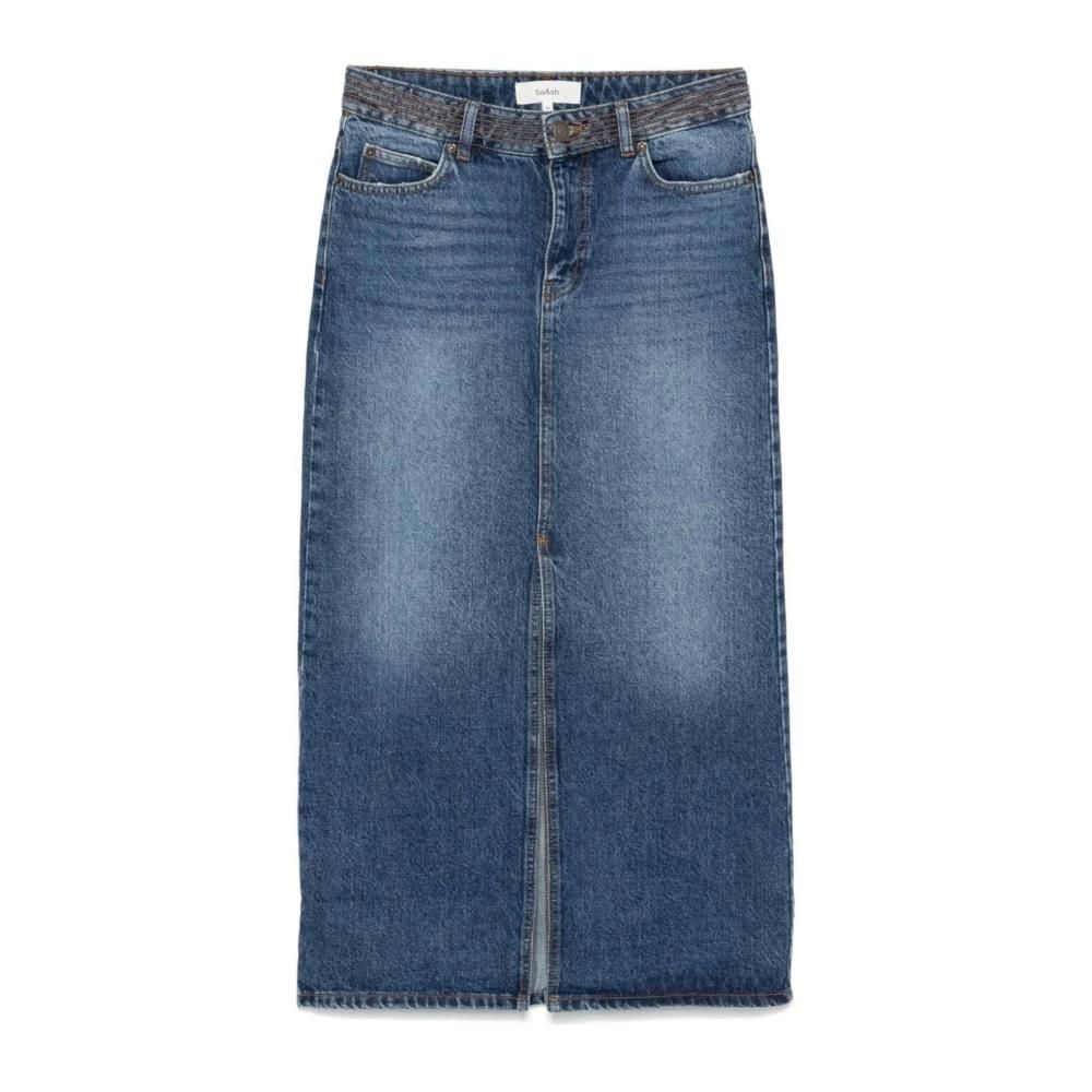 Jupe Femme Marks And Spencer - Coton Bleu, Taille 12, Mi-longue évasée - Occasion Impeccable
