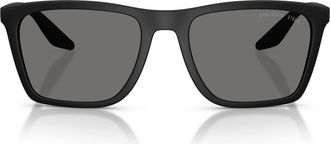 Prada 56mm Polarized Pillow Sunglasses in Matte Black /Dark Grey Polar at Nordstrom