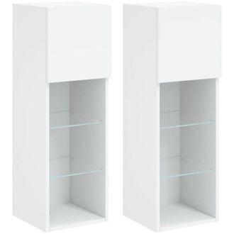 vidaXL TV Cabinets with LED Lights 2 pcs White 30.5x30x90 cm vidaXL