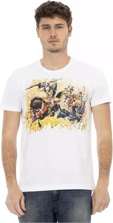 Trussardi Witte Katoenen Heren T-shirt - Heren - T-shirts - Wit - L - Katoen - Tops
