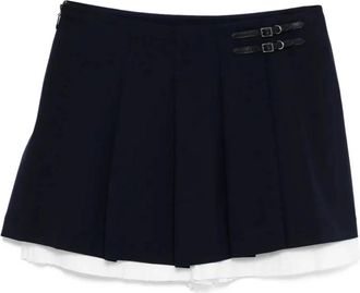 SIMKHAI Rokken, Dames, Blauw, S, Polyester, Plissirok
