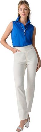 Jessica London Comfort Waist Stretch Denim Straight Leg Jean in Blue Floral Embroidery at Nordstrom, Size 24