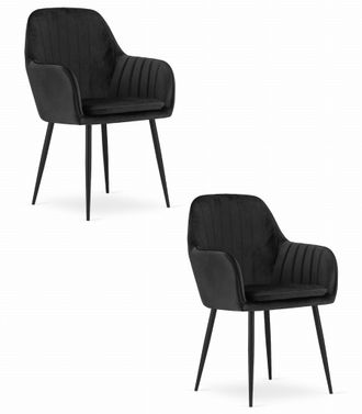OEM Silla Lugo - Terciopelo Negro / Patas Negras X 2