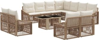 vidaXL Conjunto De Sof&aacute;s De Jard&iacute;n 12 Uds. Beige Y Blanco Crema Vidaxl