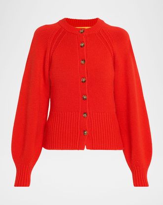 Guest In Residence Sculpted Crewneck Cashmere Cardigan