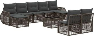vidaXL Conjunto De Sof&aacute;s De Jard&iacute;n 10 Uds. Gris Y Gris Oscuro Vidaxl
