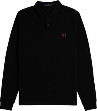 Fred Perry Lange Mouw Katoenen Polo - Heren - Polos - Zwart - M - Katoen - Tops