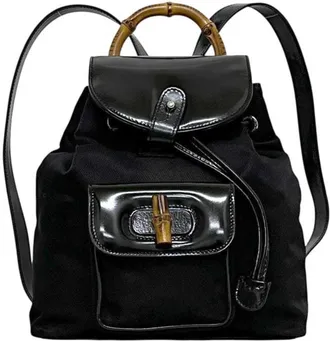 Gucci Black Nylon Leather Backpack (Pre-Owned)