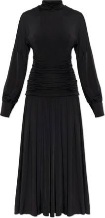 Ganni Gedrapeerde Jurk - Dames - Casual kleedjes - Zwart - XS - Kleedjes