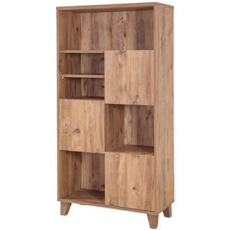 Dmora Estante para libros Yasmin, Estante de oficina, Porta libros móvil, Biblioteca, 80x36 h155 cm, Roble - Dmora