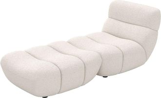 Rendez-Vous D&eacute;co Conjunto de sill&oacute;n y puf en tejido borreguito blanco