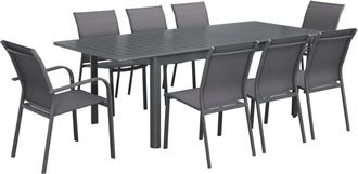 Sweeek Mesa de jardín extensible de aluminio con 8 sillas, antracita