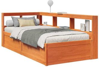 vidaXL Sof&aacute; Con Estanter&iacute;a Sin Colch&oacute;n Madera Maciza Marr&oacute;n 90x200 Cm Vidaxl