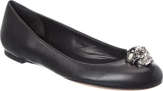 Alexander McQueen Skull-Encrusted Leather Flat