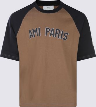 Ami Brown And Black Cotton T-shirt