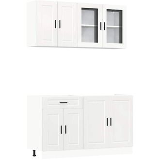 vidaXL Vidaxl - Conjunto De Armarios De Cocina porto De 4 Piezas En Madera De Ingenier&iacute;a Blanca Brillante