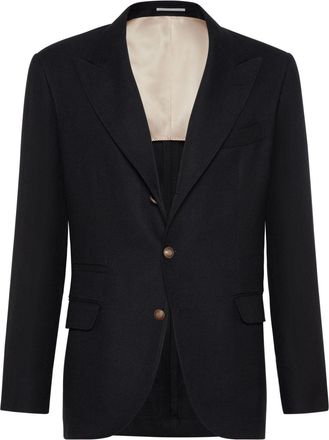 Brunello Cucinelli peak-lapels linen-blend blazer - men - Linen/Flax/Silk/Wool - 50 - Black