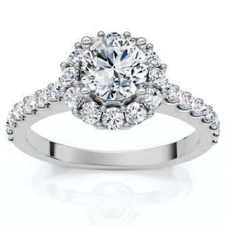Pompeii3 1 1/2Ct Halo Diamond Engagement Ring 14k Gold Lab Grown