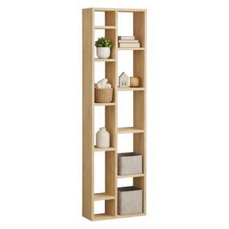 Dmora Estanter&iacute;a Mortara, Biblioteca 9 Estantes, Instalaci&oacute;n Libre, Estructura Vertical, 45x20x150h Cm Roble Marr&oacute;n