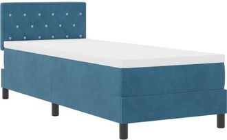 vidaXL Box Spring Bed with Mattress Dark blue 80 x 200 cm Velvet vidaXL
