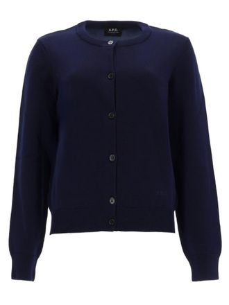 A.P.C. Blue Solid Round Neck Cardigan