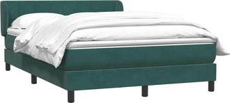 vidaXL Cama Box Spring Con Colch&oacute;n Terciopelo Verde Oscuro 160x210 Cm Vidaxl
