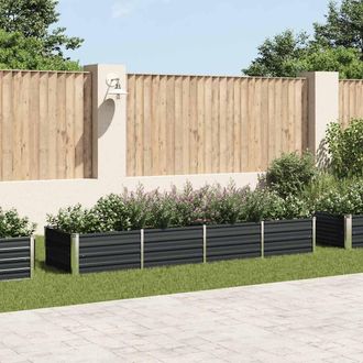 vidaXL Vidaxl - Arriate De Acero Galvanizado Gris Antracita 320x80x45 Cm