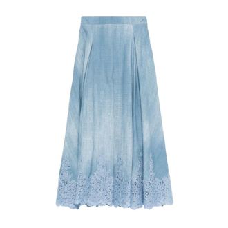 Ermanno Scervino Rokken, Dames, Blauw, M, Geborduurde lange rok