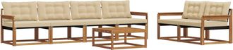 vidaXL Conjunto De Sof&aacute;s De Exterior 7 Uds. Natural Y Beige Vidaxl