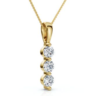 Pompeii3 Delicate Three Stone Diamond 10k White Or Yellow Gold Lab Grown 18 Necklace