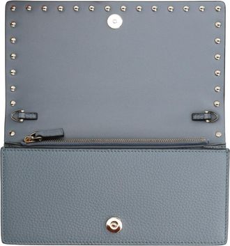 Valentino Garavani Womens Wallet On Chain Rockstud Grey Leather & Purses
