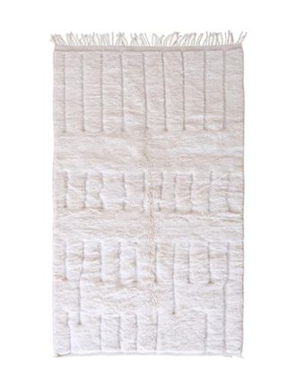 AFK Living Alfombra bereber marroquí de pura lana blanca 151 x 262 cm