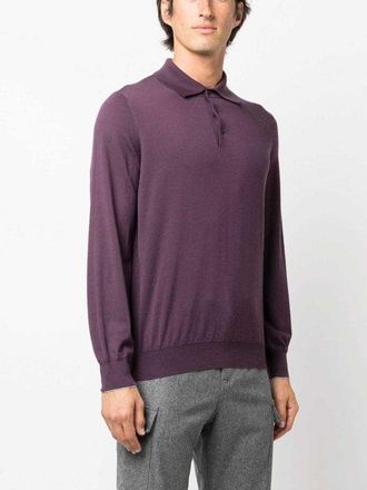 Brunello Cucinelli Wool and Cashmere Blend Polo Shirt - Purple