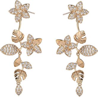 Eye Candy Los Angeles Noah CZ Floral Drop Earrings in Gold at Nordstrom Rack