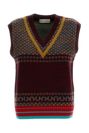 Dries Van Noten V-Neck Jacquard Knit Top