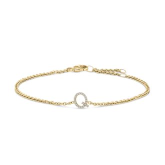House of Brilliance 10K Gold Diamond Accent A-Z Initial Charm and Link Bracelet