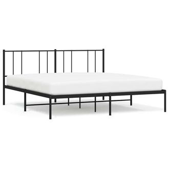 Berkfield Home Metal Bed Frame with Headboard Black 200x200 cm