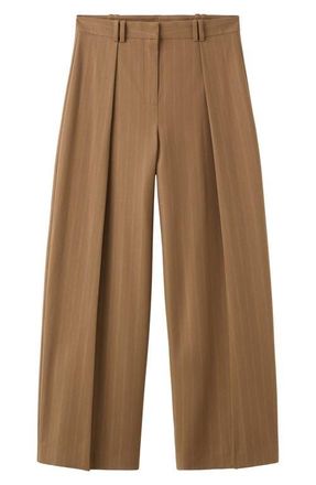 Mango Pantalon Systeck Pleated Wide Leg Pants in Caramel at Nordstrom, Size 12