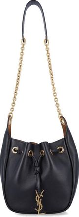 Saint Laurent Black Leather Supple Bucket Bag With Chain