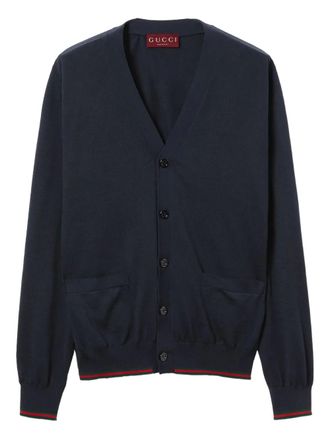 Gucci V-neck long-sleeved cardigan - men - Wool - L - Blue