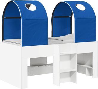 vidaXL Cama Con T&uacute;nel 3 Uds. Blanco Y Azul Madera De Ingenier&iacute;a Vidaxl