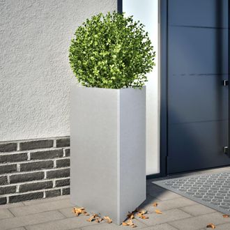 Berkfield Home Garden Planters 2 pcs Triangular 50x43x75 cm Galvanized Steel in Silver | Size: 50 x 43 x 75 cm