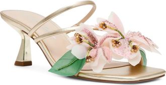 Betsey Johnson Wells Beaded Flower Sandal in Light Gold at Nordstrom, Size 7.5