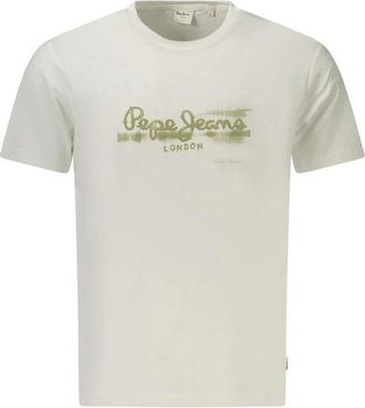 Pepe Jeans London Bianco Katoenen T-Shirt - Heren - T-shirts - Wit - L - Katoen - Tops