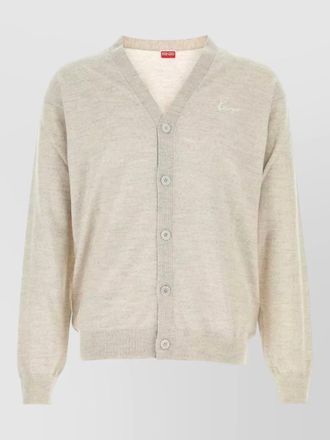 Kenzo wool cardigan v neckline ribbed cuffs hem