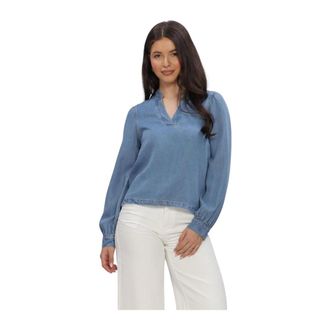 Object Object - V-Neck Re Denim Top - Dames - Blouses & Shirts - Blauw - Maat: S Denim