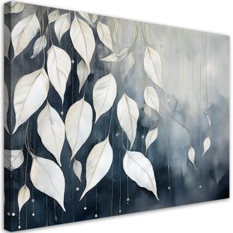 Artgeist Quadro Su Tela, Foglie Grigie Astratto - 120x80