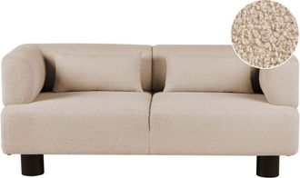 Beliani 2 Seater Sofa Beige Boucle Upholstery Material Modern Style Living Room MOVIK