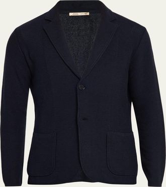 Maurizio Baldassari Mens Silk-Cotton Summer Stitch Knit Blazer
