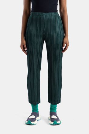 Pleats Please Issey Miyake Womens Thicker Bottoms 2 Pleated Fir Green Trousers